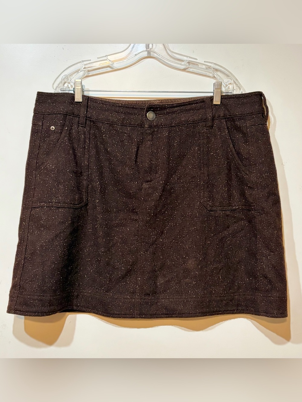 Woolrich- Dark Chocolate Brown Tweed Skirt